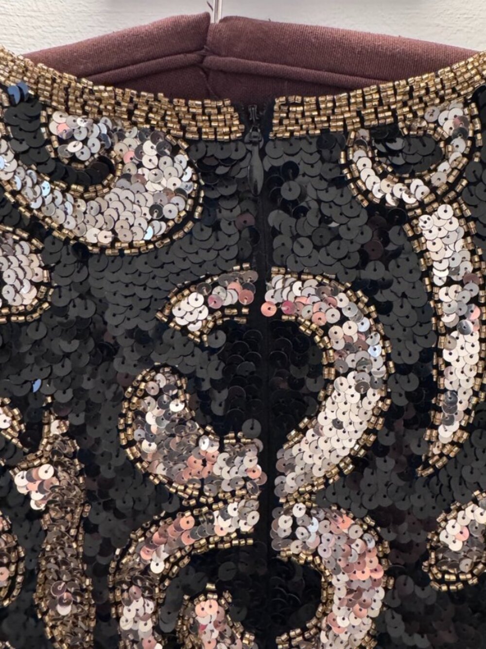 Joan Leslie Sequin Top Black Gold Beaded Evening Blouse VTG Glam NWT - Picture 6 of 11